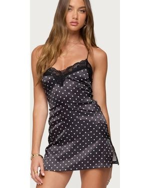 Edikted Lacey Backless Polka Dot Mini Dress - Black