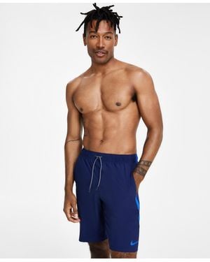 Nike Contend Water-repellent Colorblocked 9" Swim Trunks - Blue