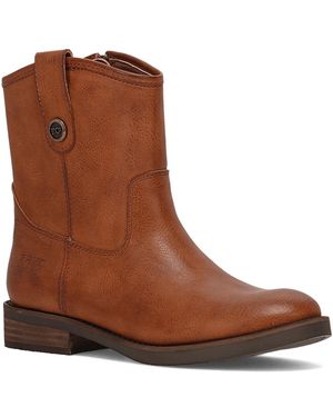 FRYE and CO Kellie Button Round Toe Short Booties - Brown