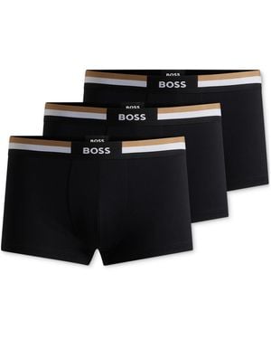 BOSS Boss By Motion 3-pk. Stripe Logo Waistband Trunks - Black