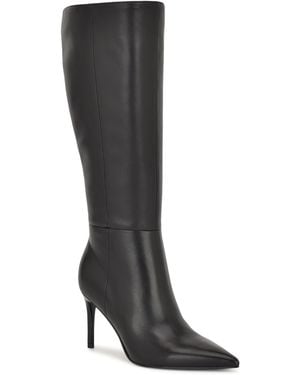 Nine West Cook Wide Calf Tall Stiletto Dress Boots - Black