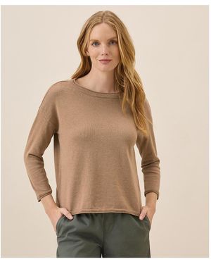 Pact Organic Cotton Classic Fine Knit Wide Neck Sweater - Natural