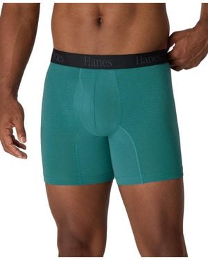 Hanes Ultimate Stretch Cotton-blend Boxer Briefs - Green