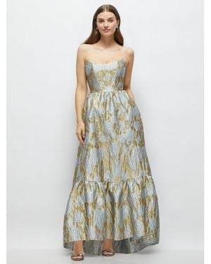 The Dessy Group Strapless Cat-eye Boned Bodice Brocade High-low Dress - White