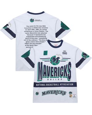 Mitchell & Ness And Dallas Mavericks Hardwood Classics Vintage Team Origins Premium T-shirt - Blue