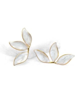 Starfish Project Imitation Pearl Canopy Leaf Ear Crawler Earrings - White