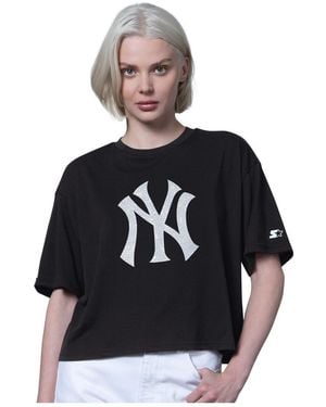Starter New York Yankees Holy Grail Boxy Cropped T-shirt - Black