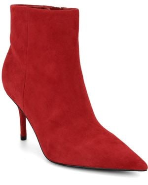 Nine West Myrah Suede Pointed Toe Dress Booties - Red