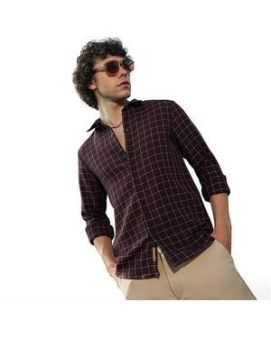 Campus Sutra Mocha Graph-check Shirt - Black