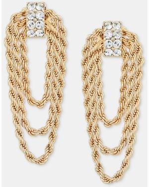 INC International Concepts Crystal Multi-row Chain Wrap Statement Earrings - Metallic