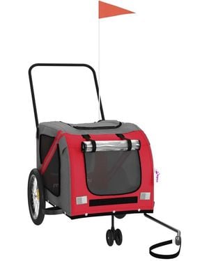 Vidaxl Pet Bike Trailer And Gray Oxford Fabric And Iron - Red