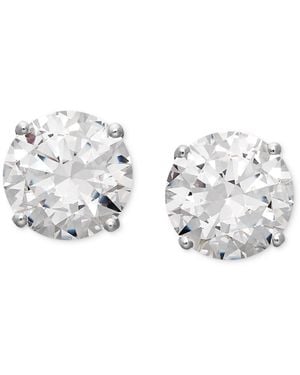 Arabella 14k White Gold Earrings, Swarovski Zirconia Round Stud Earrings (6-5/8 Ct. T.w.) - Metallic
