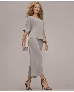 Donna Karan Crewneck Sweater Sequin Detail Wide Leg Pants - Multicolor