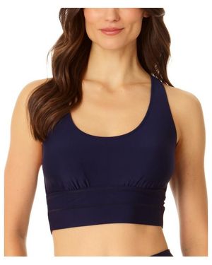 Coppersuit Banded Halter Longline Bra Top - Blue