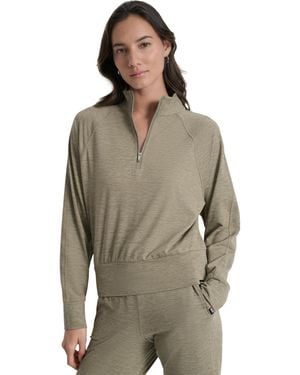 DKNY Sport Space-dyed Half-zip Raglan-sleeve Top - Green