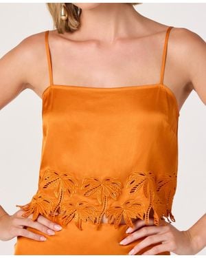 Astr Dawn Straight Neck Embroidery Detailing Tank Top - Orange