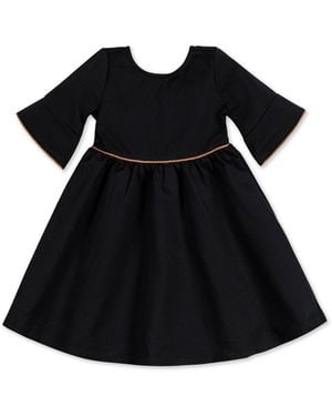 Hope & Henry Big Girls Ruffle Sleeve Ponte Dress - Black