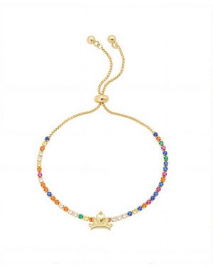 Disney Princess Crown Multicolor Bolo Bracelet - Metallic