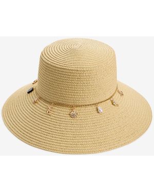 On 34th Charm Trim Straw Down Brim Hat - Natural