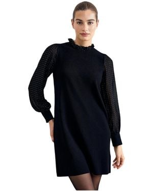 Phase Eight Thea Ruffled Gem-embellished Mini Sweater Dress - Black