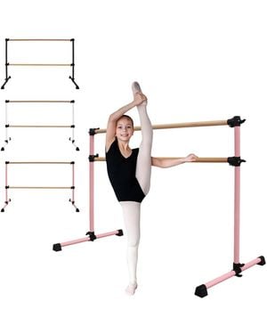 Zeny Solid Wood Ballet Barre With Adjustable Range For Dance Practice - Metallic