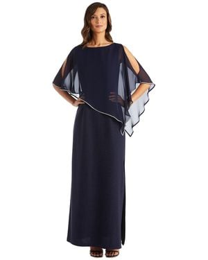 R & M Richards Rhinestone-edge Cape Gown - Blue