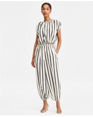 On 34th Striped Bubble Top Striped Balloon Leg Pants Macys Exclusive - White