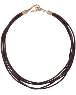Laundry by Shelli Segal Multi Row Suede Cord Necklace Brass - Metallic