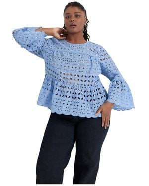 June + Vie June + Vie June + Vie Flounce Peplum Top - Blue