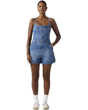 Levi's Jadine Square Neck Front-zip Cotton Romper - Blue