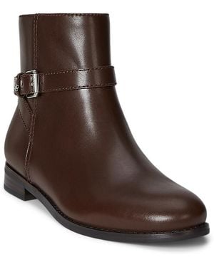 Ralph Lauren Brooke Ii Stacked Leather Heel Booties - Brown