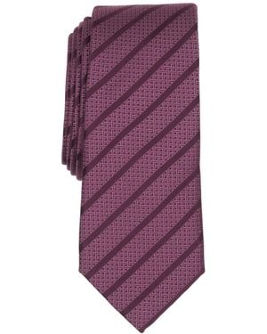 Alfani Saxon Striped Slim Tie - Purple