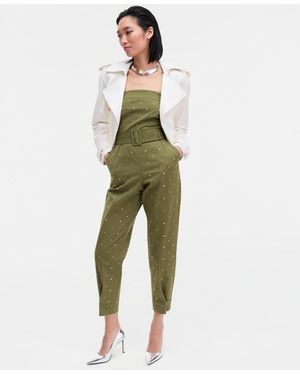 INC International Concepts Strapless Belted Studded Jumpsuit - Green
