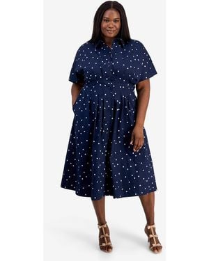 On 34th Trendy Plus Size Marjorie Pleated-waist Shirtdress - Blue