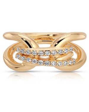Ettika Plated Double Sparkle Ring - Metallic