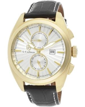 INVICTA WATCH S.coifman Sc0088 Chronograph Dial Leather Strap Watch - Metallic
