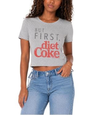 Coca Cola But First Diet Coke Graphic Cropped Cotton-blend T-shirt - White