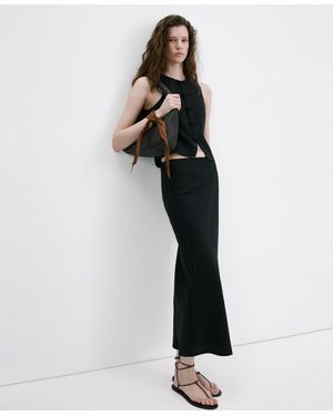 Mango Linen-blend Straight Skirt - Black