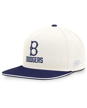 Nike Cream/royal Brooklyn Dodgers Cooperstown Pro Dri-fit Snapback Hat - Blue