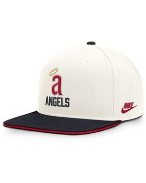 Nike Cream/navy California Angels Cooperstown Pro Dri-fit Snapback Hat - White