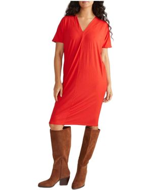 UNIVERSAL STANDARD Teresa Liquid Jersey V-neck Dress - Red