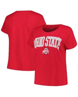 Profile Ohio State Buckeyes Plus Size Arch Over Logo Scoop Neck T-shirt - Red