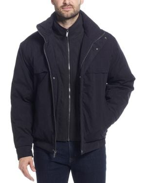 Weatherproof Microfiber Poly Filled Bomber Jacket - Blue