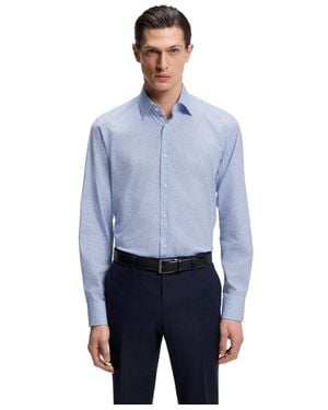 BOSS Boss By Printed Stretch Cotton Regular-fit Dress Shirt - Blue