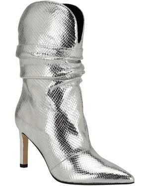 Guess Narissa Pointy Toe Western Heeled Scrunch Booties - White