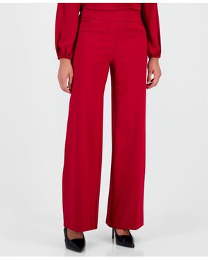BarIII Pull-on Wide-leg Compression Pants - Red