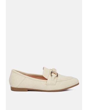 Rag & Co Asher Horsebit Embellished Raffia Loafers In Black - White