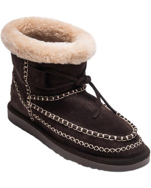Forever & Always Shoes Jorel Leather Fur Lined Ankle Boot. - Black