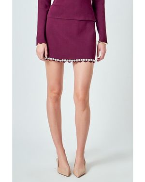 Endless Rose Knit Scallop Mini Skirt - Purple