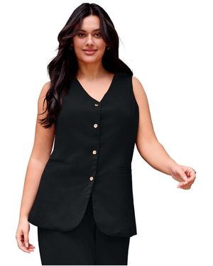 Avenue Button Front Vest - Black